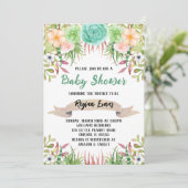 Floral Cactus Baby Shower Einladung (Stehend Vorderseite)