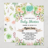 Floral Cactus Baby Shower Einladung (Vorne/Hinten)