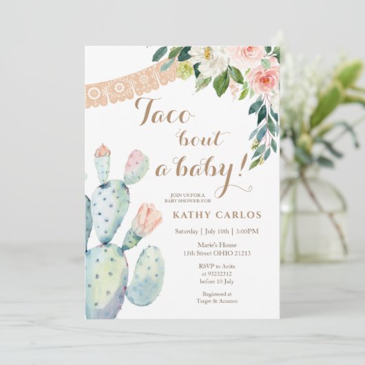 Floral Cactus "Bout a Baby Pampas Grass Einladung (Stehend Vorderseite)