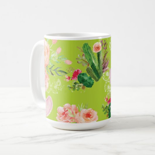 Floral Cactus Elegant Kaffeetasse (Vorderseite Links)
