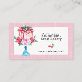 Floral Cake Stand Bäckerei Business Cards Visitenkarte