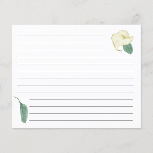 Floral Calla Lilies Grüne Weinkarte Flyer (Hinten)