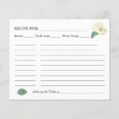 Floral Calla Lilies Grüne Weinkarte Flyer (Vorne)