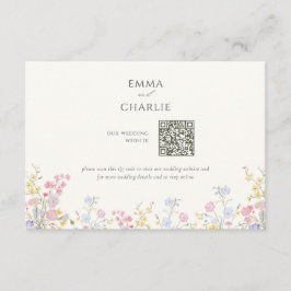 Floral Calligraphy QR Code Wedding Website Begleitkarte