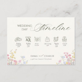 Floral Calligraphy  Wedding Day Timeline Begleitkarte