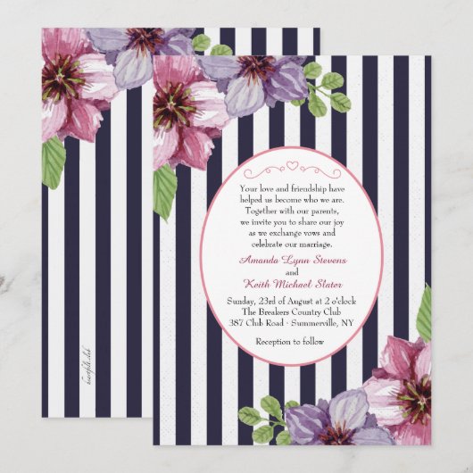 Floral Cameo Einladung (Vorne/Hinten)