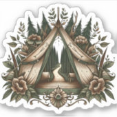 Floral Camping Tent Sticker | Die-Cut Sticker (Vorderseite)