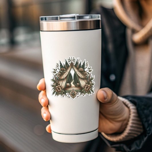 Floral Camping Tent Sticker | Die-Cut Sticker