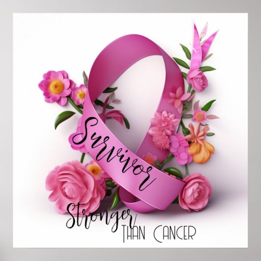 Floral Cancer Awareness Ribbion - Survivor Poster (Vorne)