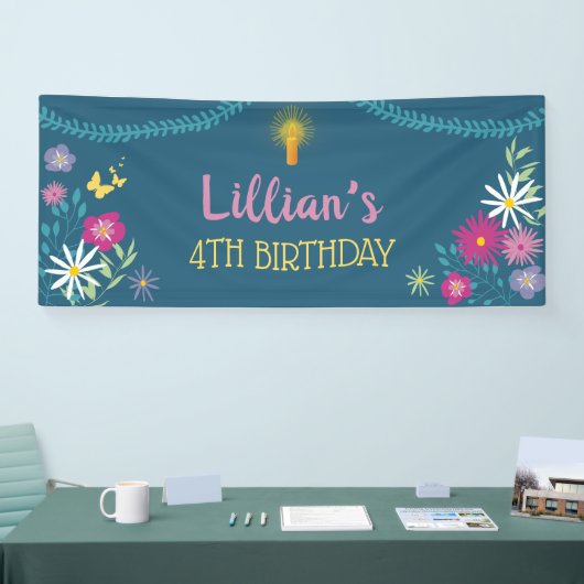 Floral Candle Birthday Banner (Messe)