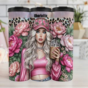 Floral Cap Kaffee Leopard Chic Thermosbecher