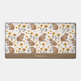 Floral Capybara Desk Mat Schreibtischunterlage