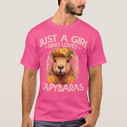 Floral Capybara Nur ein Mädchen, das Capybaras Lie T-Shirt (Vorderseite)