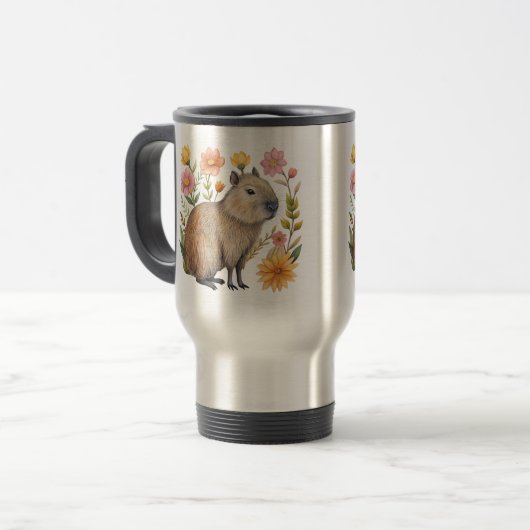 Floral Capybara Tasse (Vorderseite Links)