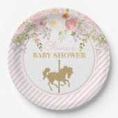 Floral Carousel Merry Go Round Baby Dusche Pappteller (Vorderseite)