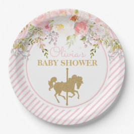 Floral Carousel Merry Go Round Baby Dusche Pappteller