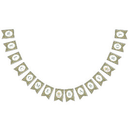 Floral Carriage Baby Boy Bunting Banner | Sage