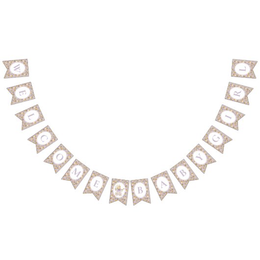 Floral Carriage Baby Shower Lavender Welcome Wimpelkette (Alle)