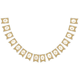 Floral Carriage Bunting Banner | Gold Welcome Baby