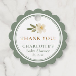 Floral Carriage Sage Green Thank You | Baby Shower Geschenkanhänger