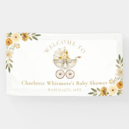 Floral Carriage Welcome Baby Shower | Neutral Banner