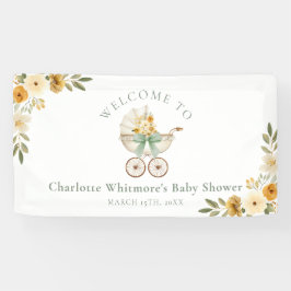 Floral Carriage Welcome Banner | Sage Green
