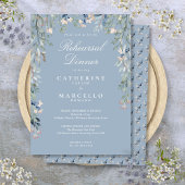 Floral Cascade Dusty Blue Probe Dinner Einladung