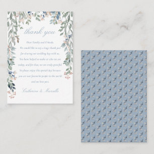 Floral Cascade Dusty Blue Wedding Vielen Dank Platzkarte