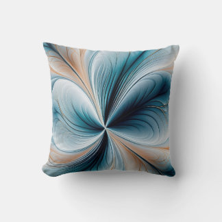 Floral Cascade - Soft Teal and Gold Abstract Flow Kissen