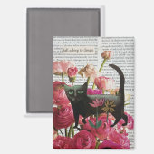 Floral Cat Collage Wall Art Surreal Decor Magnet (Vorderseite/Rückseite)