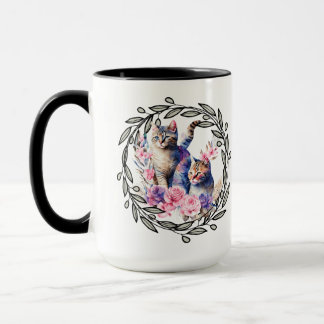 Floral Cat Cup Tasse
