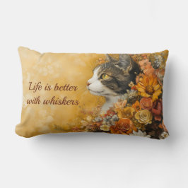Floral Cat & Custom Quote Lendenkissen