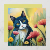 FLoral cat Flat Card (Vorne/Hinten)