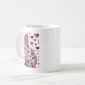 Floral Cat Heart Romantic Aesthetic Love Art Kaffeetasse (Vorderseite Links)