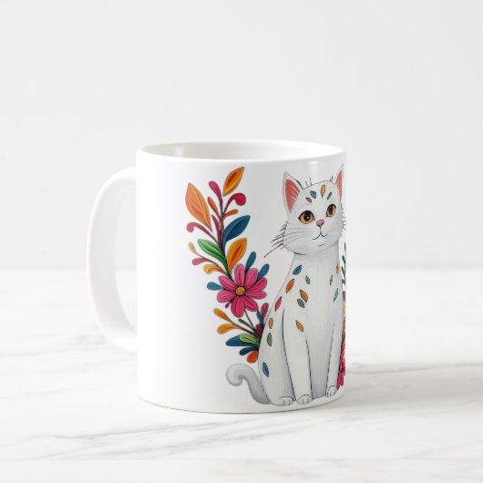 Floral Cat Kaffeetasse (Vorderseite Links)