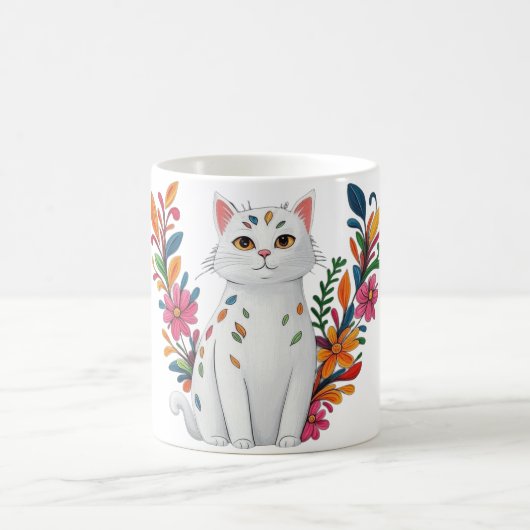 Floral Cat Kaffeetasse (Mittel)