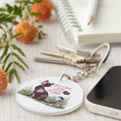Floral Cat Lover : Nur ein Mädchen, das Katzen Lie Schlüsselanhänger (Vorderseite rechts)