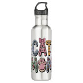 Floral Cat-Mama mit Paw Print Edelstahlflasche (Vorderseite)