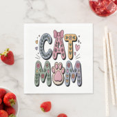 Floral Cat-Mama mit Paw Print Serviette (Beispiel)
