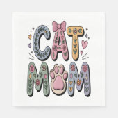 Floral Cat-Mama mit Paw Print Serviette (Vorderseite)