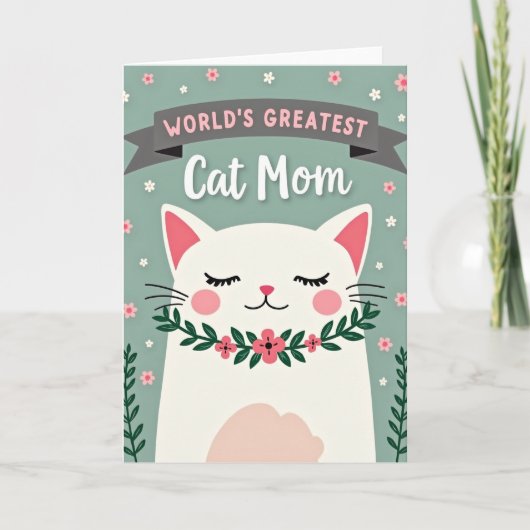 Floral Cat Mothers Day Card Karte (Vorderseite)