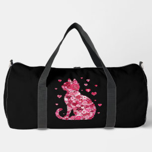 Floral Cat Print Cut Nähtasche Duffle Bag