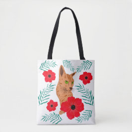 Floral Cat Tote Bag Tasche