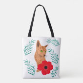 Floral Cat Tote Bag Tasche (Rückseite)
