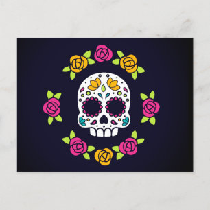 Floral Catrina Skull   Dia De Los Muertos Feiertagspostkarte