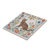 Floral Cats - Bengal Cat Colorful Folk Flowers Fliese (Seite)