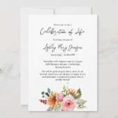 Floral Celebration of Life Photo Funeral Einladung (Rückseite)