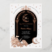 Floral Celestial Moon Star Tiara Quinceanera Foto Folieneinladung (Vorderseite)