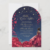 Floral Celestial Prinzessin Elegante Quinceanera Einladung (Vorderseite)