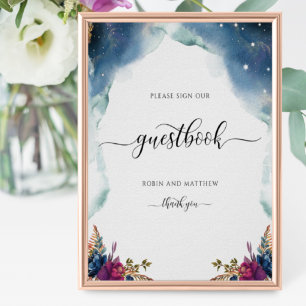 Floral Celestial, Starry Guestbook Sign Poster